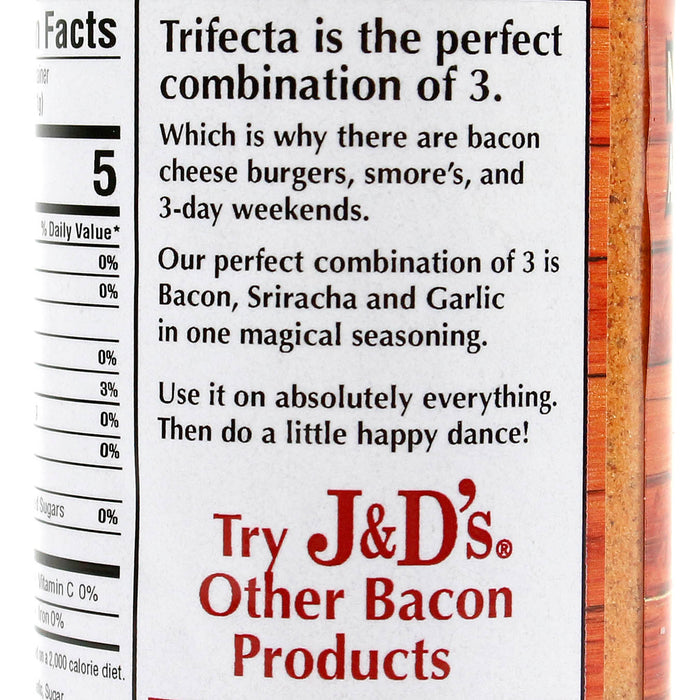 J&D's Trifecta Seasoning & Rub 3.75oz Bacon Sriracha & Garlic Seasoning Spice