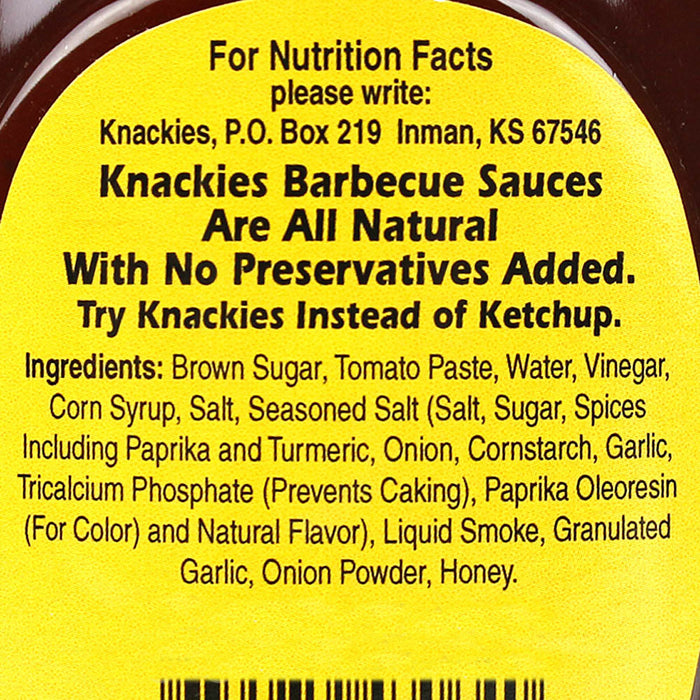 Knackies Original BBQ Sauce 21.4 oz. Mild K301 Bear-B-Cue Bear Bottle