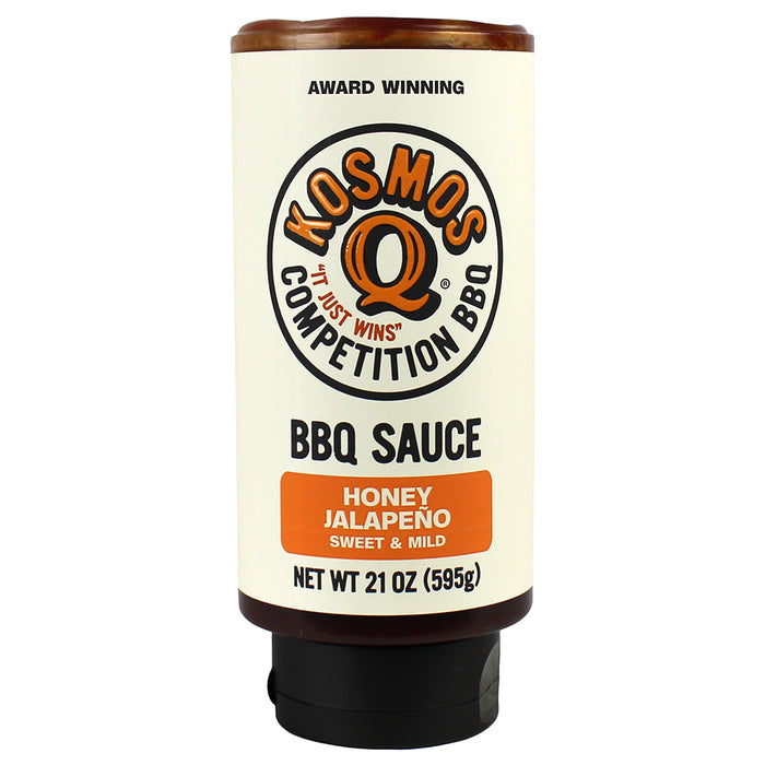 Kosmos Honey Jalapeno BBQ Sauce Sweet and Spicy 21 Oz Bottle KOS-HNY-JALA