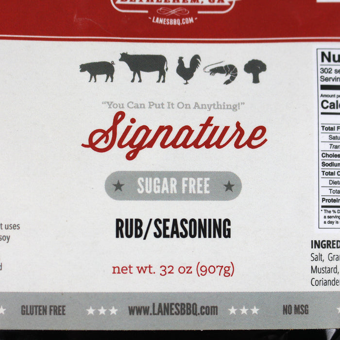Lane's BBQ Signature Rub 2lb Bag Sugar Free Gluten Free No MSG LANES2LB