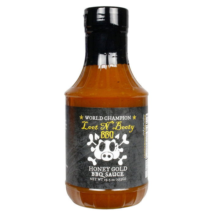 Loot N' Booty BBQ Honey Gold BBQ Sauce Sweet and Tangy Gluten Free 19.5 Ounce