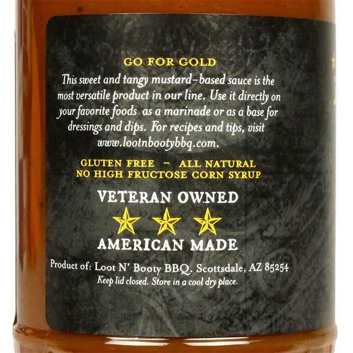 Loot N' Booty BBQ Honey Gold BBQ Sauce Sweet and Tangy Gluten Free 19.5 Ounce