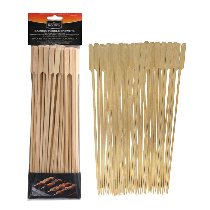 Mr. Bar-B-Q 50 Piece Bamboo Paddle Skewers Easy Grip Wide Handle Surface 40300Y