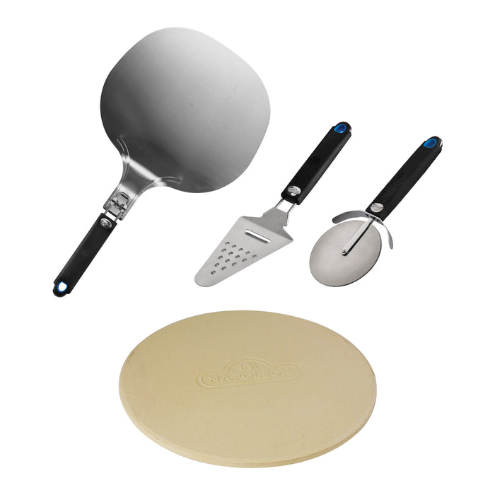 Napoleon Pizza Lover Starter Kit 4 Piece W/ Pizza Stone & Stainless Steel Tools