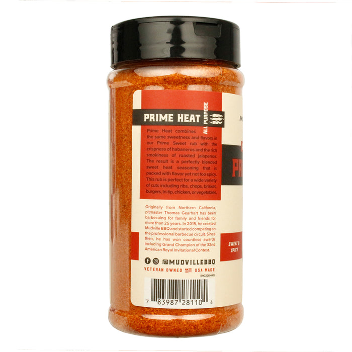 Mudville BBQ Prime Heat All Purpose Rub Sweet & Spicy No MSG Gluten Free 12oz