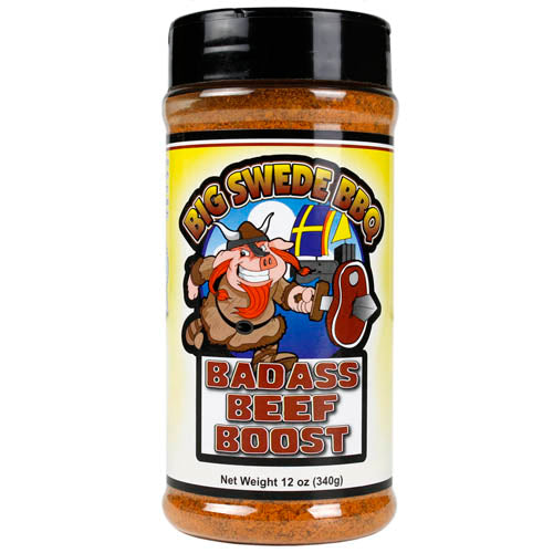 Big Swede BBQ Badass Beef Boost 12 Oz Bottle Sweet Hot Savory & Salty Seasoning