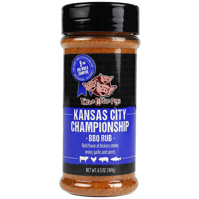 Three Little Pigs Kansas City Championship BBQ Rub 6.5 Oz Bottle Hickory Smoke