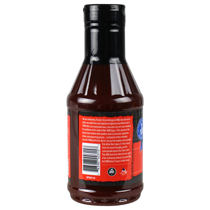 Three Little Pigs Kansas City Style Sweet BBQ Sauce 20.2 Oz Award OW85500