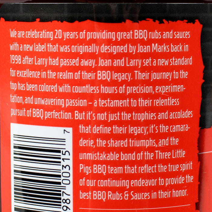 Three Little Pigs Kansas City Style Sweet BBQ Sauce 20.2 Oz Award OW85500