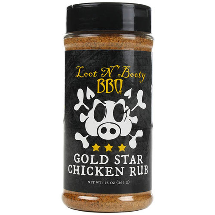 Loot N Booty Bbq Gold Star Chicken Rub 13 Oz. Bottle Competition Rated Seasoning