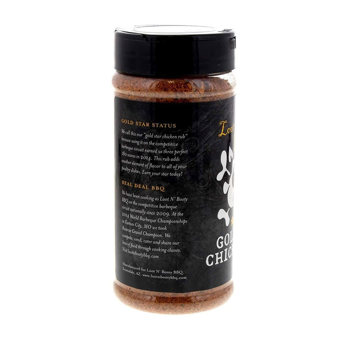 Loot N Booty Bbq Gold Star Chicken Rub 13 Oz. Bottle Competition Rated Seasoning