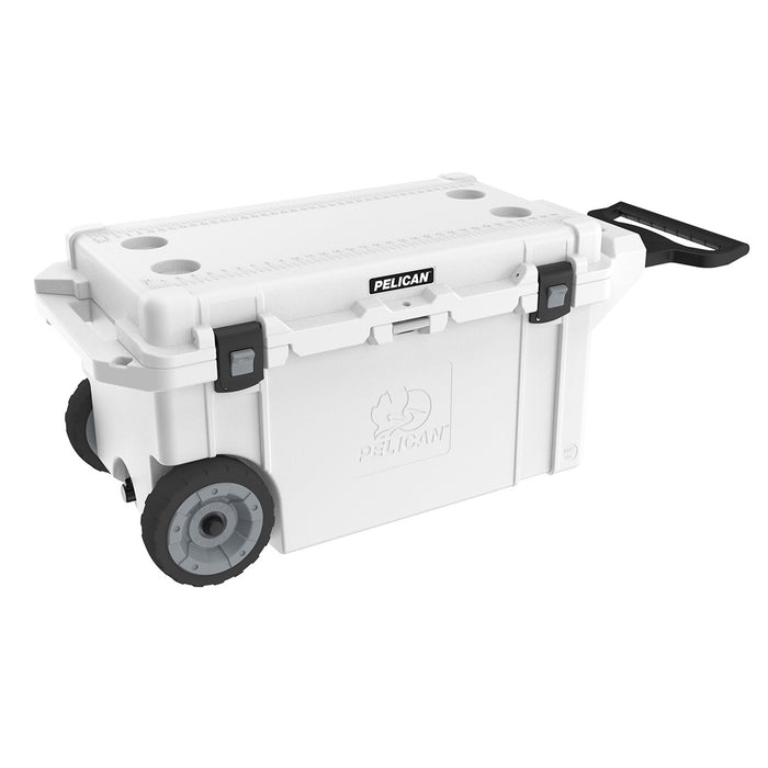 Pelican 80QT Elite Wheeled Cooler 10 Day Ice Retention Bottle Opener White