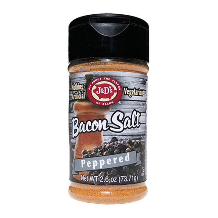 J&D's Peppered Bacon Salt 2 oz All Natural Bacon Flavored Seasoning Spice Rub