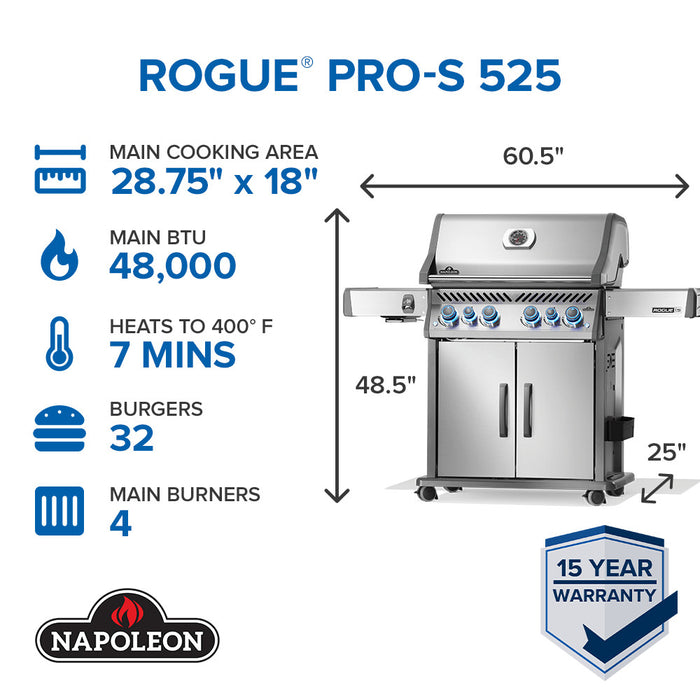 Napoleon Rogue® PRO-S 525 Natural Gas Grill w/ Infrared Side/Rear Burners