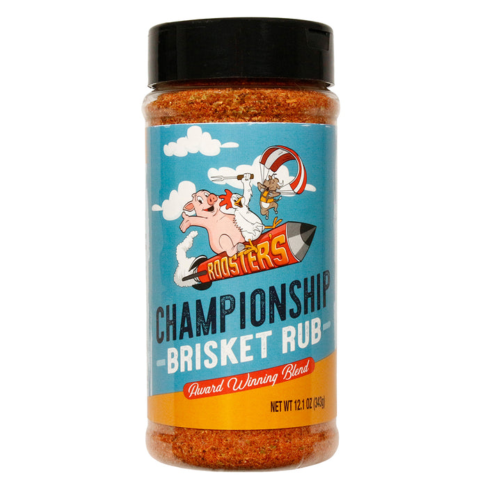 Rooster's Championship Brisket Rub Rich Savory Smoky BBQ Meat Seasoning 12.1 Oz