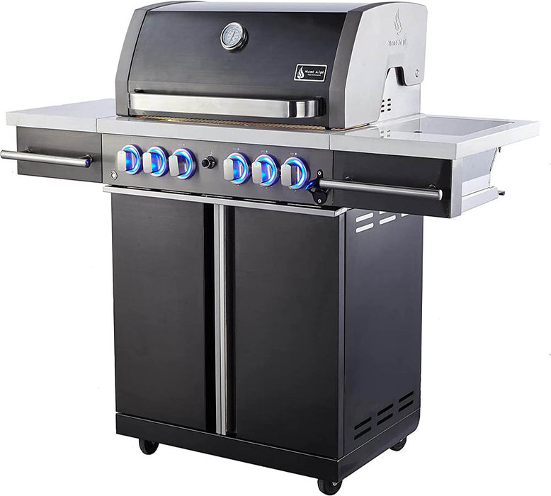 Mont Alpi Supreme 470 Carted Gas Grill 4 Burner 87000 BTU Black Stainless Steel