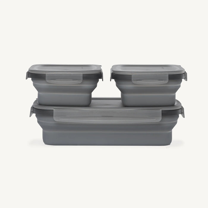 DripEZ Secondz Collapsible Food Storage 3 Pack Charcoal SCNDZ-3PK-1-CH