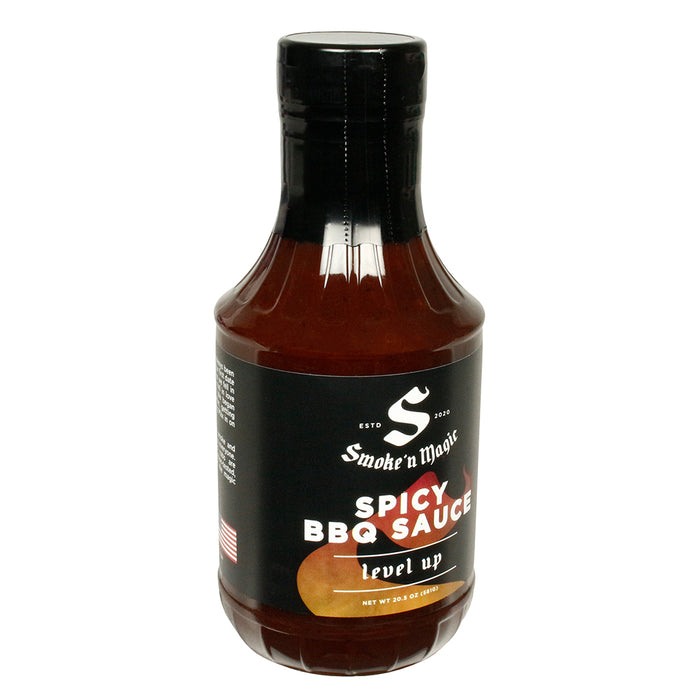 Smoke 'N Magic Spicy BBQ Sauce Level Up Sweet & Heat All Purpose 20.5 Ounce