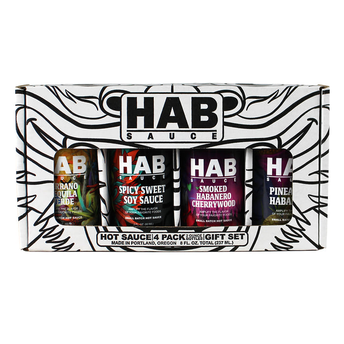 HAB Sauce Gift Set 4 Pack Hot Sauce Vegan Medium Heat Habanero SQ2600237