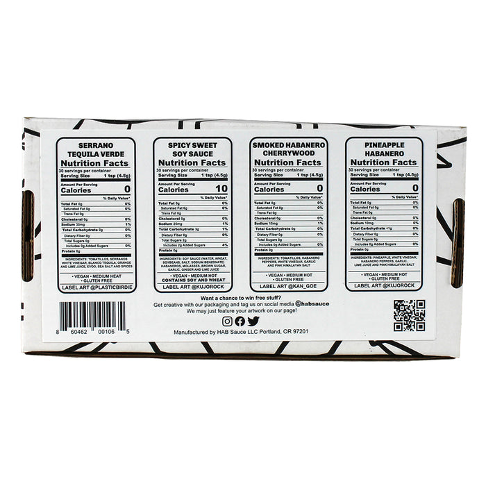 HAB Sauce Gift Set 4 Pack Hot Sauce Vegan Medium Heat Habanero SQ2600237