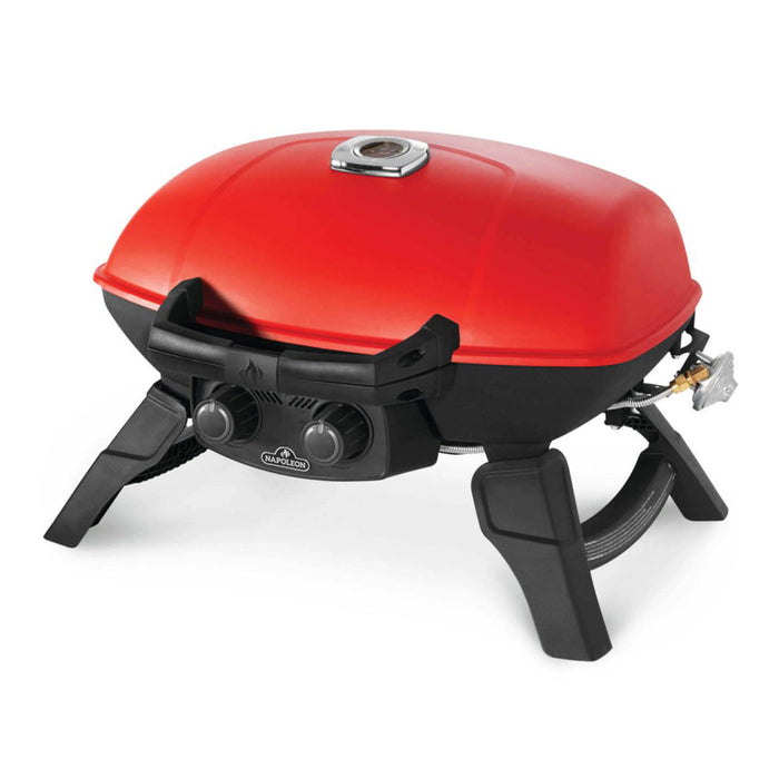 Napoleon TravelQ 285 2-Burner Propane Grill W/ JETFIRE Ignition & Griddle Red