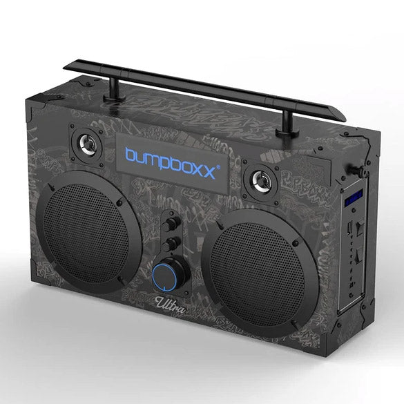 Bumpboxx Ultra Bluetooth Boombox Black Graffiti USB 5.25" Drivers 2" Tweeters