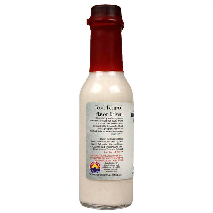 Leche Diablesa White Hot Sauce Coconut Lime Cooper's Small Batch 5 Oz Bottle