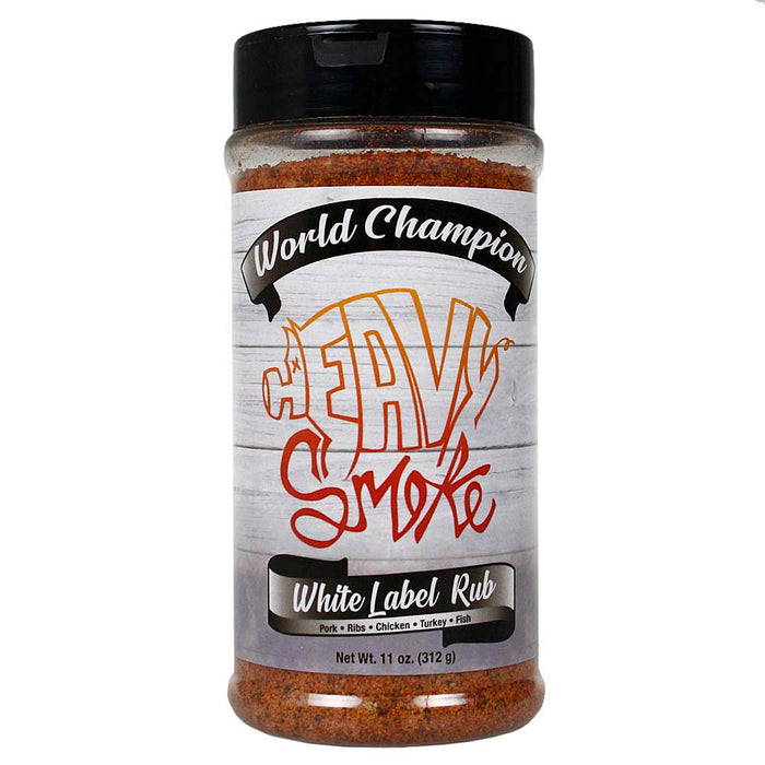 Heavy Smoke White Label BBQ Rub and Seasoning 11 Oz Bottle For Pork Ribs Chicken