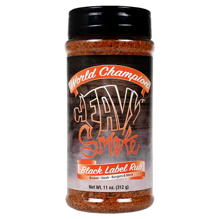 Heavy Smoke Black Label Rub 11 oz Bottle BBQ Seasoning for Brisket Steak Burgers