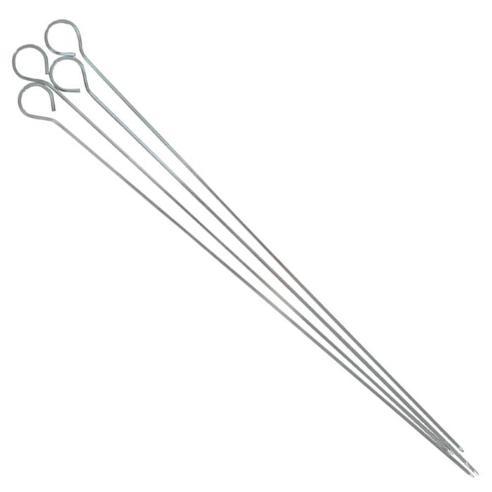 Mr Bar-B-Q 4 Piece Chrome BBQ Skewers 15" Inch Long Easy To Clean 02002YA