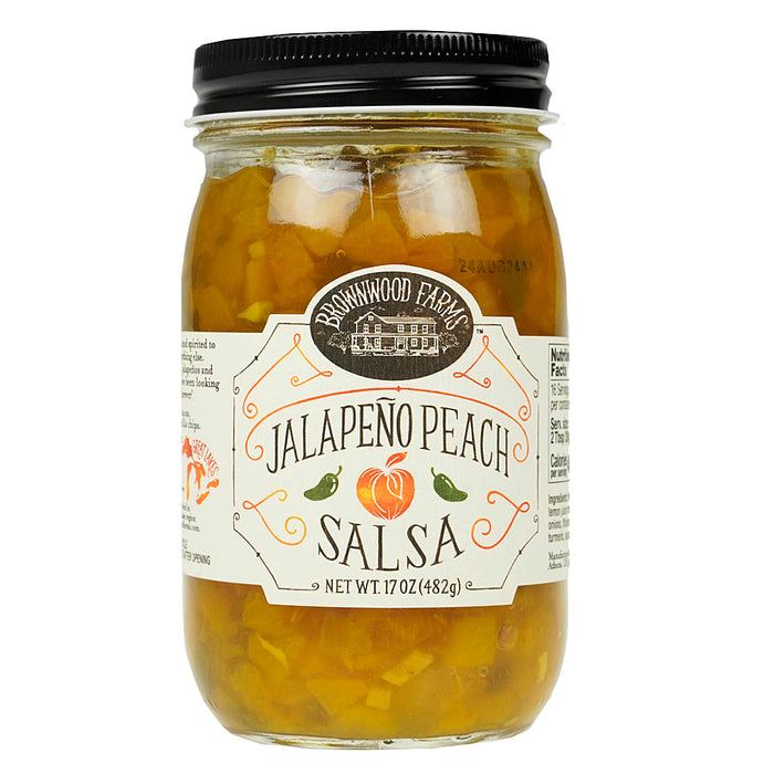 Brownwood Farms Jalapeno Peach Salsa Farm Fresh Sweet Spirited Fruit Salsa 17 oz