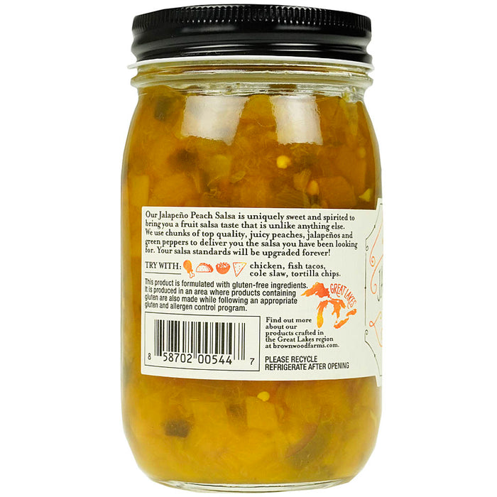 Brownwood Farms Jalapeno Peach Salsa Farm Fresh Sweet Spirited Fruit Salsa 17 oz