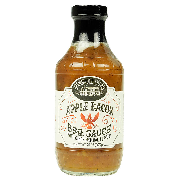 Brownwood Farms Sweet Apple Bacon BBQ Sauce Hickory Applewood Smoked Bacon 20 Oz