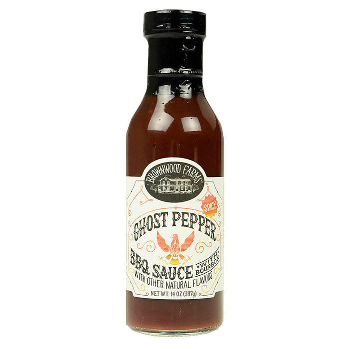 Brownwood Farms Ghost Pepper Spicy Hot Bourbon BBQ Sauce Gluten Free 14 Ounces