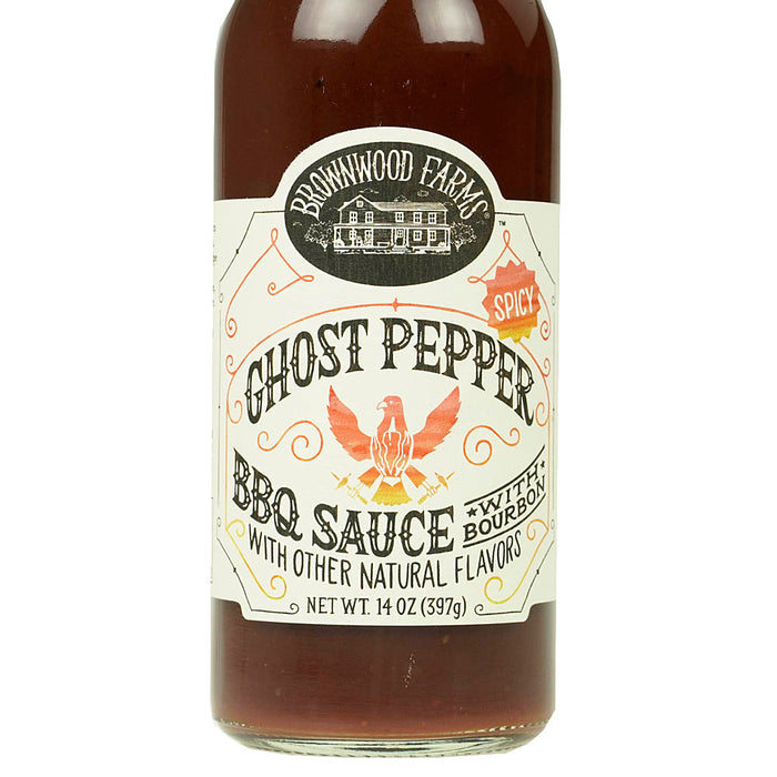 Brownwood Farms Ghost Pepper Spicy Hot Bourbon BBQ Sauce Gluten Free 14 Ounces