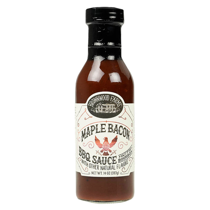 Brownwood Farms Maple Bacon BBQ Sauce with Bourbon and Smokey Applewood 14 oz