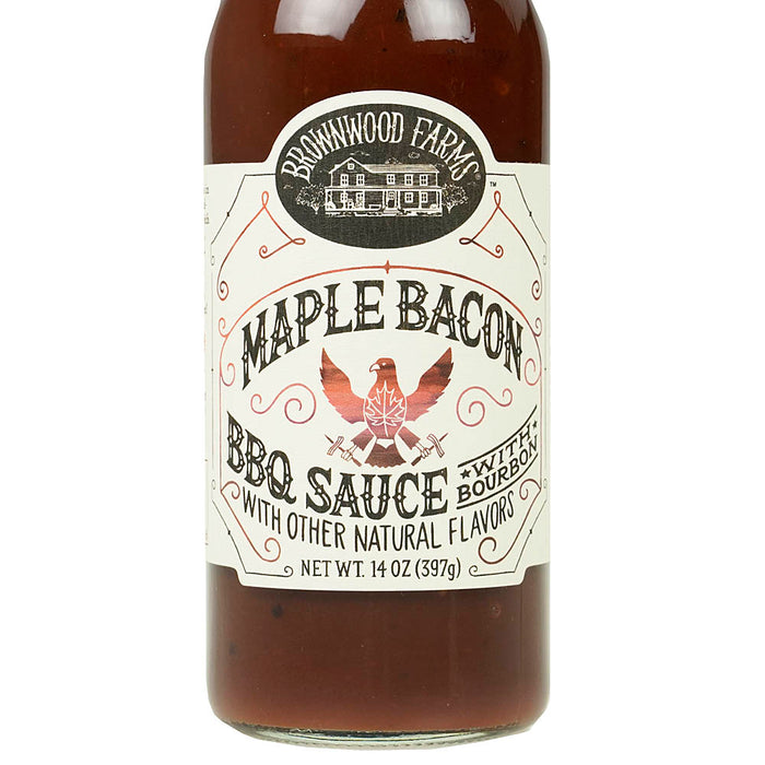 Brownwood Farms Maple Bacon BBQ Sauce with Bourbon and Smokey Applewood 14 oz