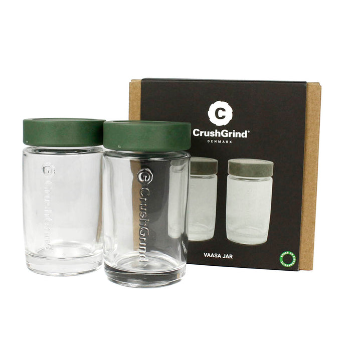 CrushGrind Vaasa Glass Spice Jars Biocomposite Screw On Lid 2 Pc Green —  The Big BBQ Co.