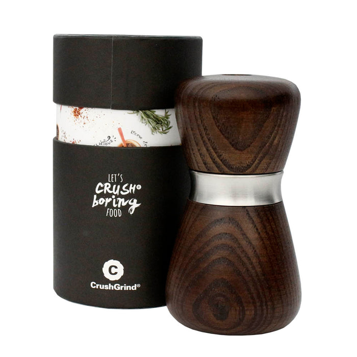 CrushGrind Kyoto Mini Salt or Pepper Mill Patented Ceramic Grinder Ash 10cm