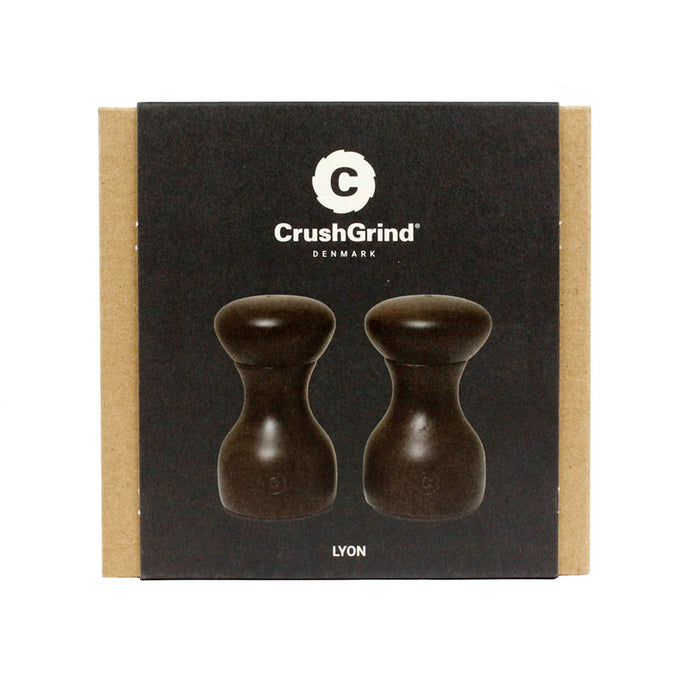 CrushGrind Lyon Salt and Pepper Spice Mill Ceramic Grinder Set of 2 Brown 10cm