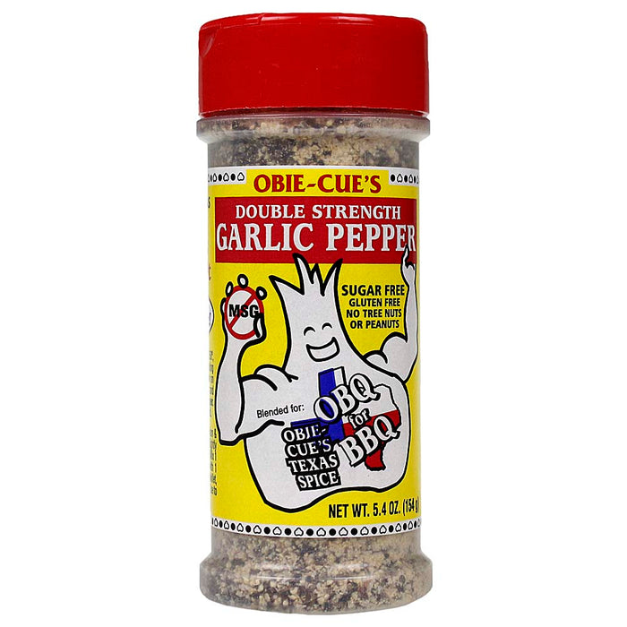 Obie Cue's Garlic Pepper Seasoning Double Strength No MSG Sugar or Gluten 5.4 Oz