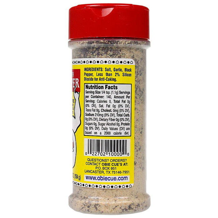 Obie Cue's Garlic Pepper Seasoning Double Strength No MSG Sugar or Gluten 5.4 Oz