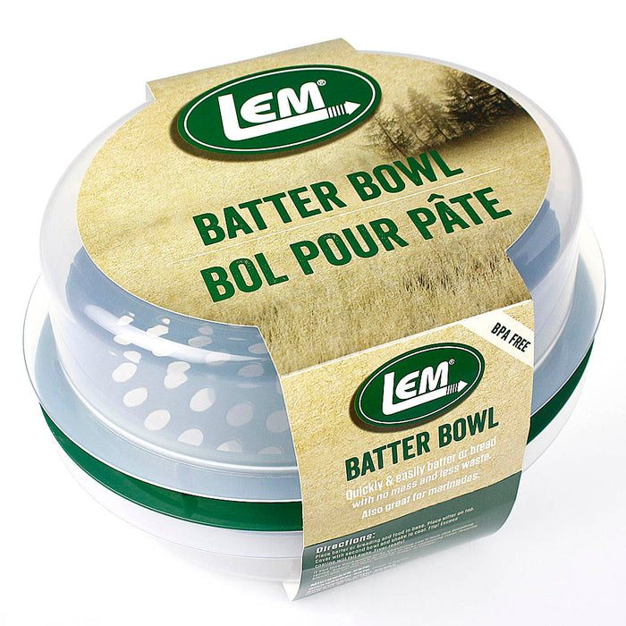 Even Coat Batter Bowl For Breading and Seasoning Lid-Locking Mechanism LEM