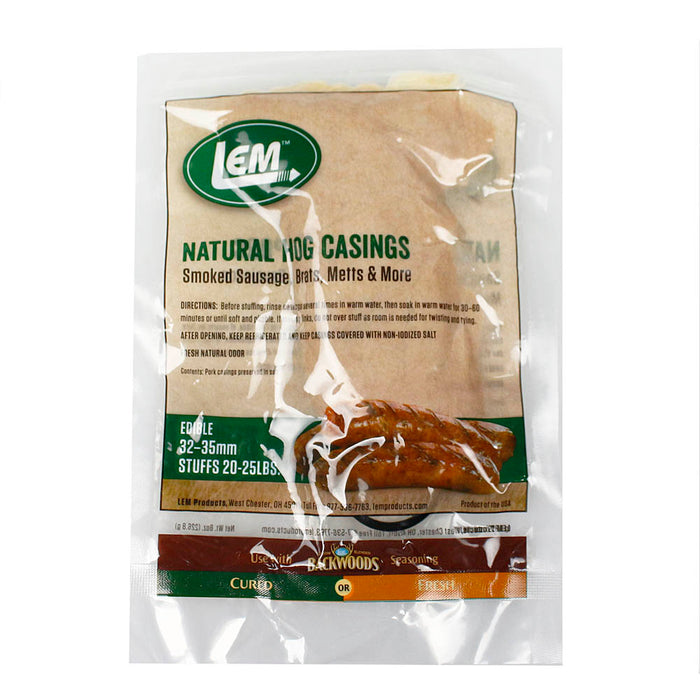 LEM All Natural Hog Casings For Sausage, Brats, Franks Stuff 20-25 Pounds 8 oz