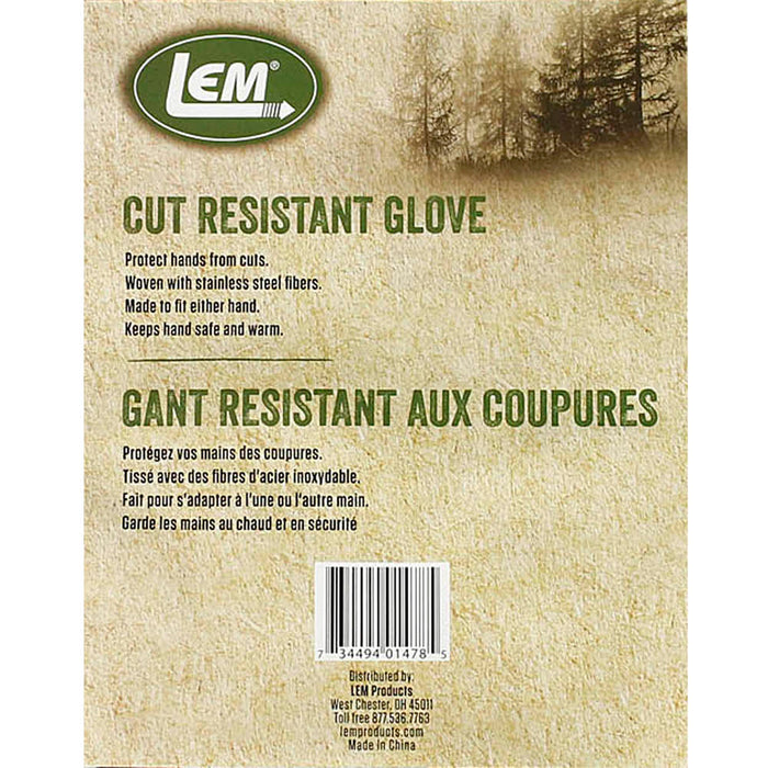 LEM Cut Resistant Glove Single for Either Hand Stainless Steel Fibers Black 1478