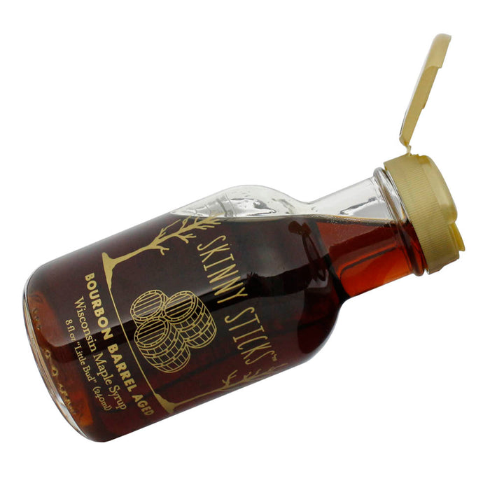 Skinny Sticks Kentucky Bourbon Barrel Aged Maple Syrup 8 Ounce Glass Bottle