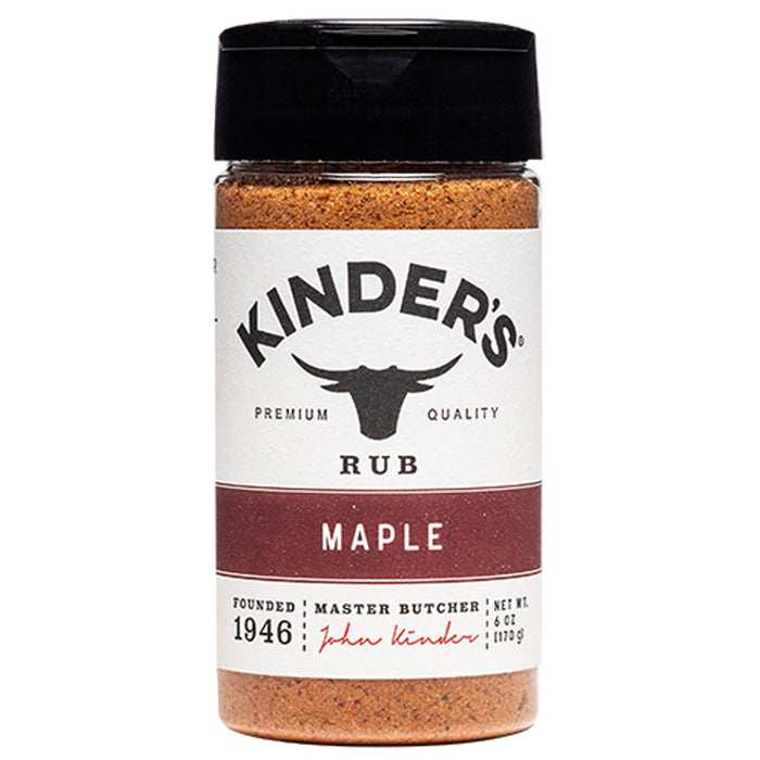 Kinder's Maple Rub Seasoning Pork Poultry Seafood Sweet Tangy 6 Oz Bottle