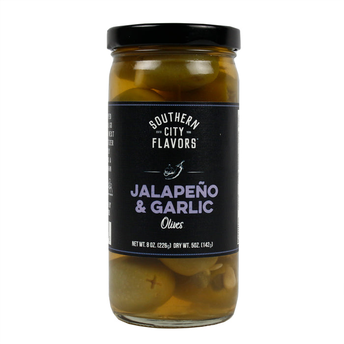 Southern City Flavors Garlic & Jalapeno Pitted Stuffed Olives Made In The USA