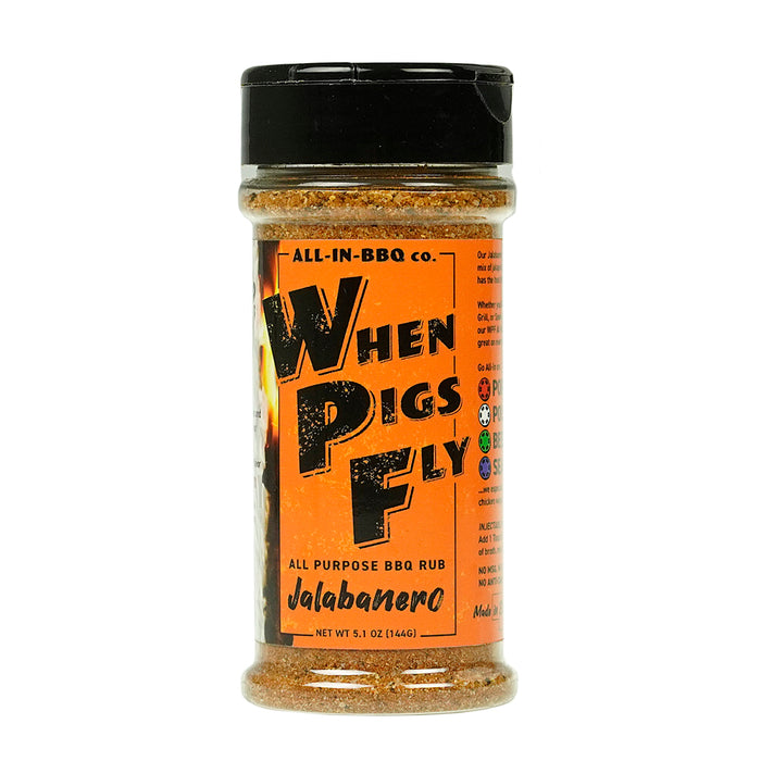 All In BBQ Company When Pigs Fly All Purpose Rub Jalabanero Flavor 5.1 Oz Bottle