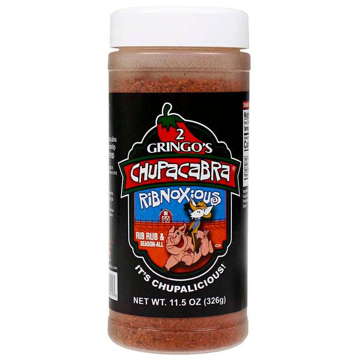 2 Gringos Chupacabra Ribnoxious Rub 11.5 Oz Sweet Savory Touch of Heat Seasoning